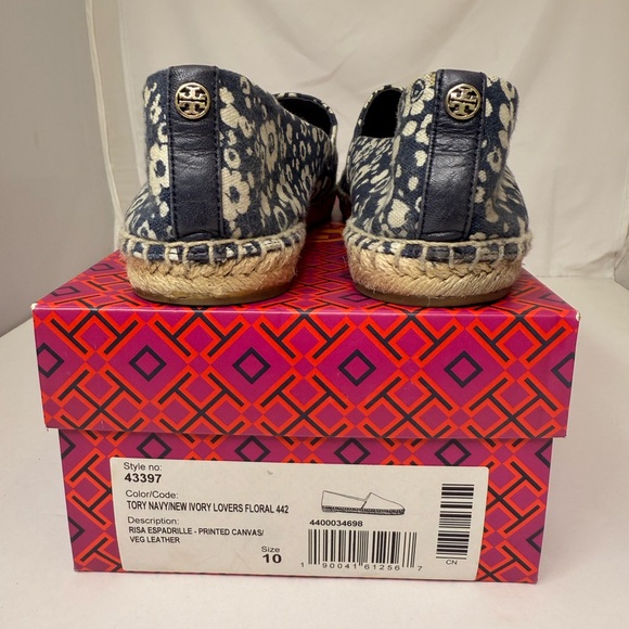 Tory Burch Navy and White Floral Espadrilles - Picture 3 of 5